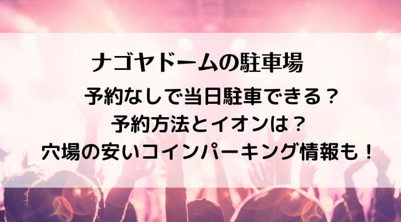 ナゴヤドーム駐車場予約なしで当日駐車 予約とイオン 穴場の安いコインパーキング ラベイユblog