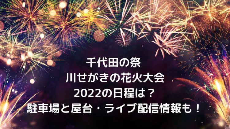 千代田の祭 川せがきの花火22の日程や打ち上げ時間は オンライン配信情報も ラベイユblog
